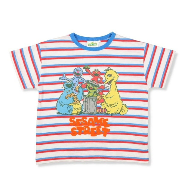 日本設計 Sesame Street Family 芝麻街兒童條紋T恤 (現貨: 90 & 100碼)