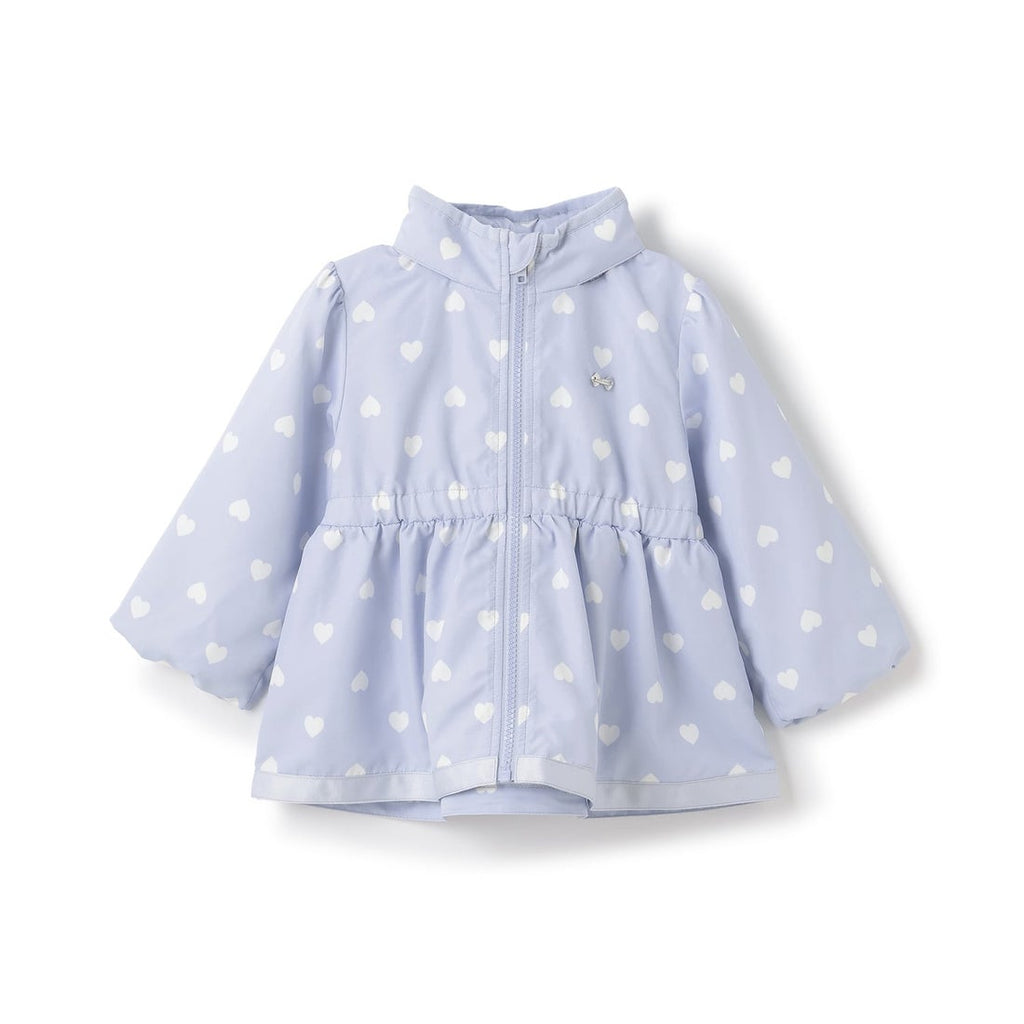 🇯🇵 Petit Main 女童愛心pattern 防撥水連帽 風褸 外套｜防水輕量春秋款