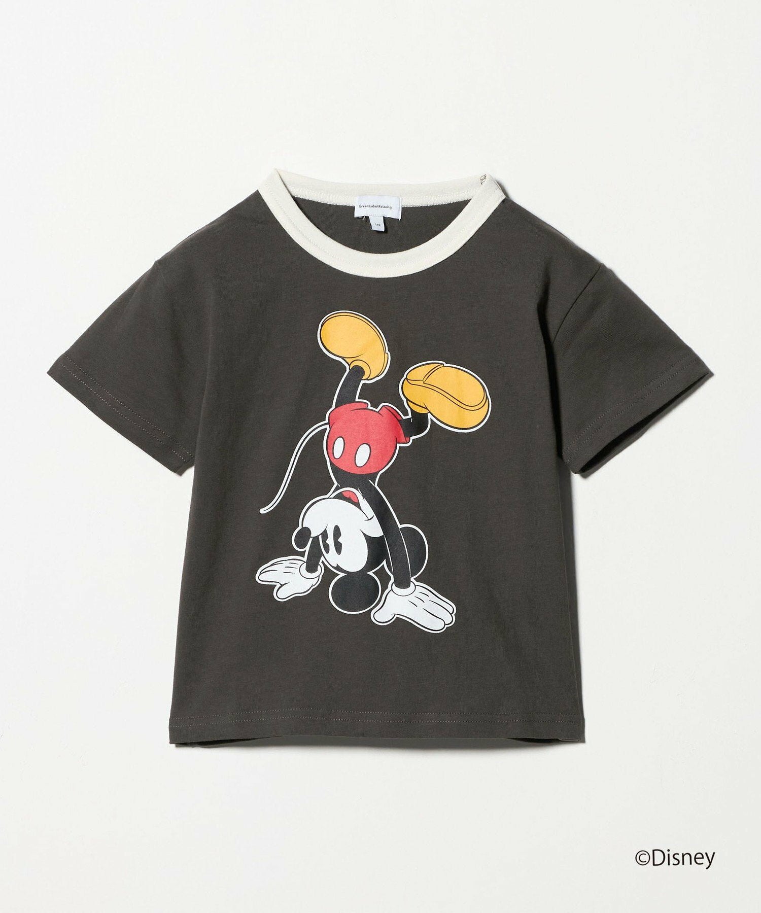 日本UNITED ARROWS green label relaxing - 迪士尼米奇前後印花撞色衣領Tee