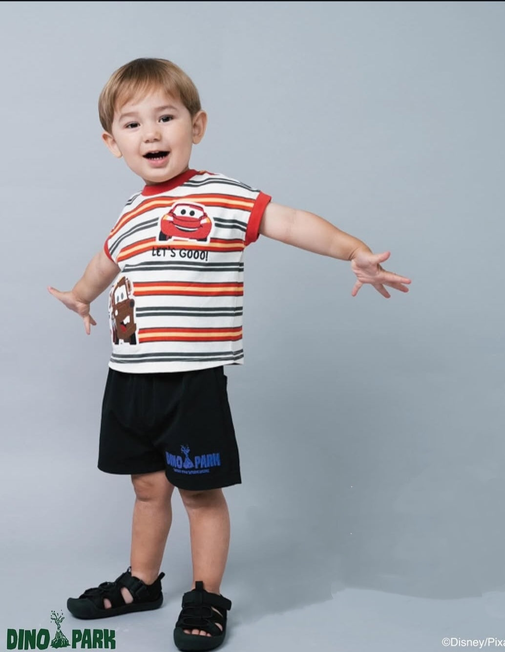 日本 Birthday 生日城 2026 新款 Cars Lightning McQueen 反斗車王刺繡貼布條紋上衣