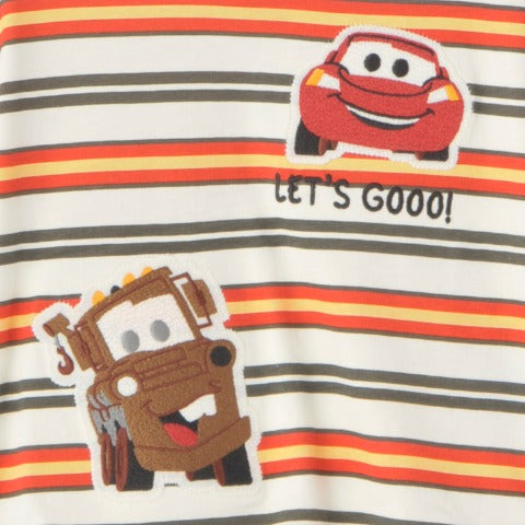 日本 Birthday 生日城 2026 新款 Cars Lightning McQueen 反斗車王刺繡貼布條紋上衣