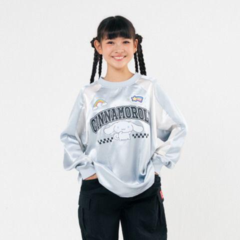 日本新款 - Sanrio Cinnamoroll 大童衛衣｜銀灰藍色棋盤拼接款 130-160cm (預訂款- 8月中前到貨)