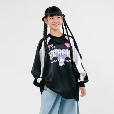 Sanrio Kuromi 型格大童衛衣｜黑白撞色棋盤款 130-150cm (預訂款-8月中到貨)