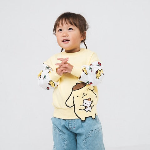 日本2026 Sanrio 兒童拼色長袖衛衣｜滿印款（Hello Kitty / Pompompurin布甸狗 / Pochacco PC狗 / My Melody / Ahirunopekkle AP鴨）