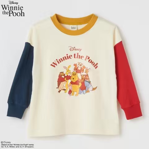 Disney Winnie the Pooh 擞色長袖T恤 平鋪展示 胸前印花近写