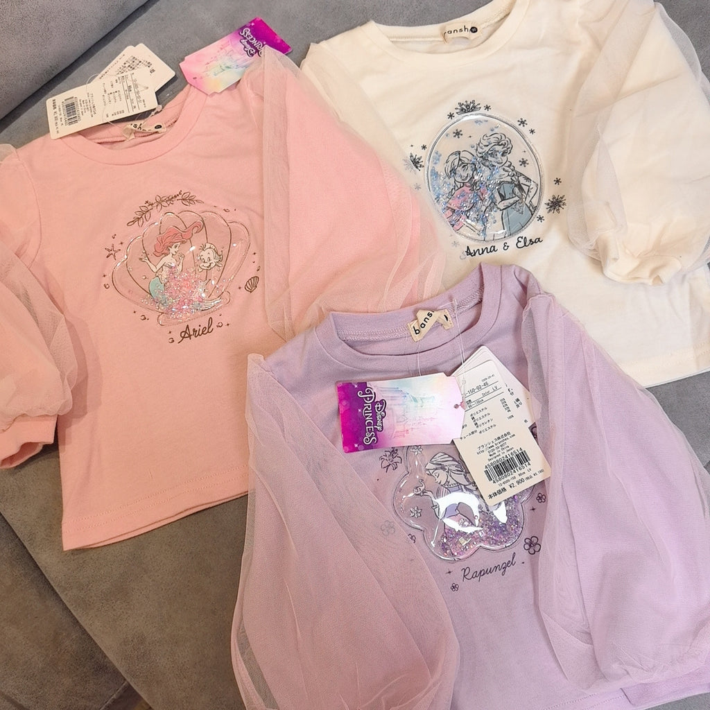 Disney Princess 3色長袖上衣 疊放展示